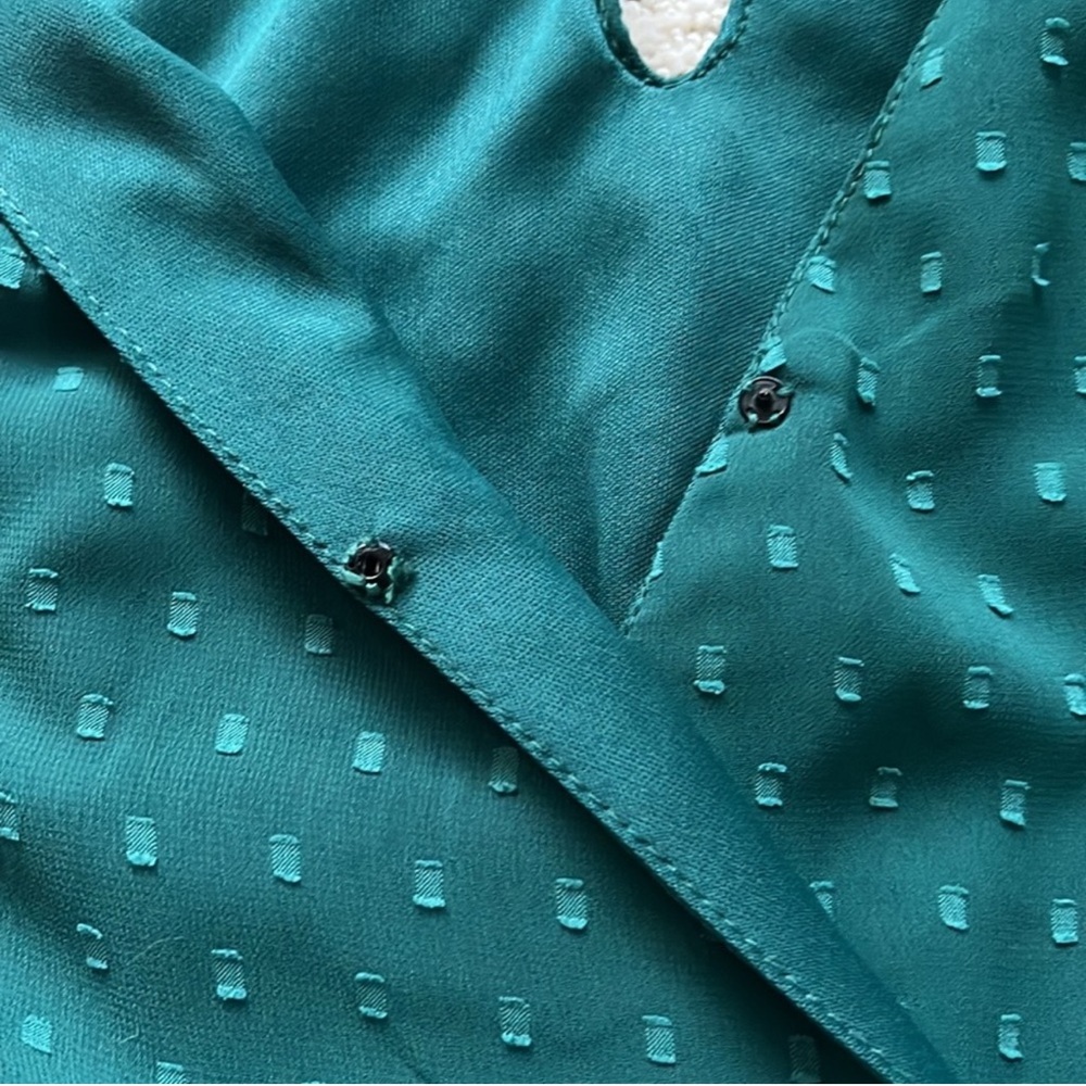 Japna Green Flowy Long Sleeve Mini Dress w Blended Polka Dot size small - Picture 13 of 15